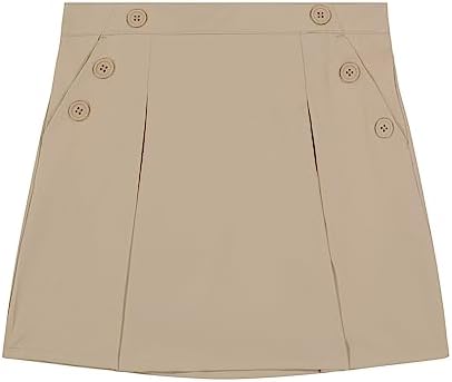 Nautica Girls School Uniform Pull-on Scooter Skirt with Undershorts Poplin Style with Button Pockets