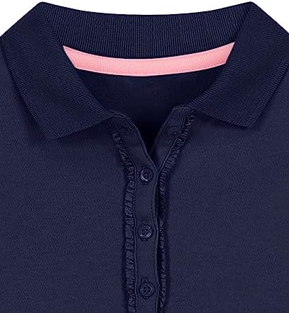NAUTICA Girls' Uniform Long Sleeve Polo With Ruffle Placket