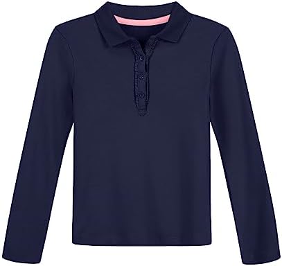 NAUTICA Girls' Uniform Long Sleeve Polo with Ruffle Placket