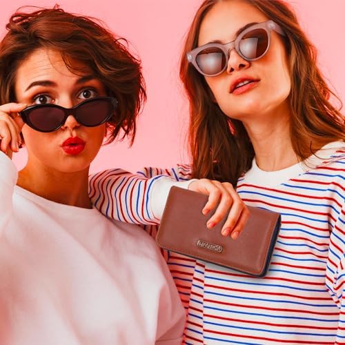 Nautica Seaside Slim Womens Wallet RFID Blocking Credit Card Holder Coin Purse Checkbook Organizer Clutch Small Vegan Leather Wallet For Travel Multi Stripe