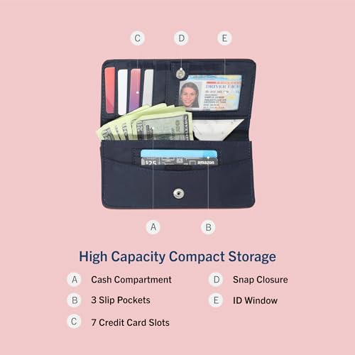 Nautica Seaside Slim Womens Wallet RFID Blocking Credit Card Holder Coin Purse Checkbook Organizer Clutch Small Vegan Leather Wallet For Travel Multi Stripe