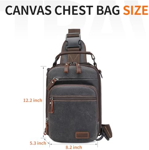 Nerlion Sling Bag For Men Waxed Canvas Crossbody Bag Chest Bag Water Resistant Shoulder Bag Casual Daypack
