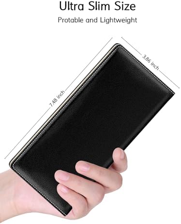 Nipichsha Womens Wallet RFID Slim Wallets For Women Thin Ladies Credit Card Holder Purse Cute Leather Bifold Clutch Billfold With 11 Card Slots & ID Window Black
