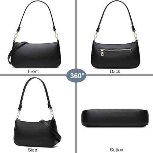 NIUEIMEE ZHOU Shoulder Bag For Women Retro Vegan Leather Classic Tote HandBags Purses With Zipper Closure