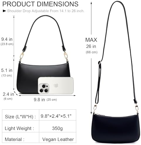 NIUEIMEE ZHOU Shoulder Bag For Women Retro Vegan Leather Classic Tote HandBags Purses With Zipper Closure