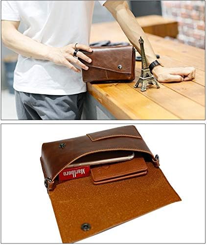 NW Men's Business Handbag Acrylic Leather Pattern Brown Briefcase 7.86x5.11x1.18in