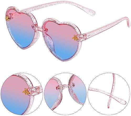 Obmwang 3 Pieces Kids Heart Shaped Sunglasses Stylish Cute Bee Sunglasses For Toddler Girls Age 3-10 Outdoor Beach Eyewear