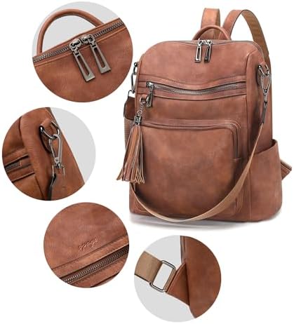 OPAGE Leather Backpack Purse For Women Fashion Tassel Ladies Shoulder Bags Designer Large Backpack Travel Bag