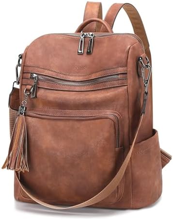 OPAGE Leather Backpack Purse for Women Fashion Tassel Ladies Shoulder Bags Designer Large Backpack Travel Bag