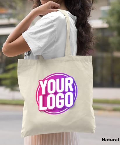 Pack Of 10 50 100 250 Promotional Tote Bags With Custom Logo Custom Tote Bag In Bulk Text Or Image Bulk Custom Logo Tote Bag Custom Bags For Business