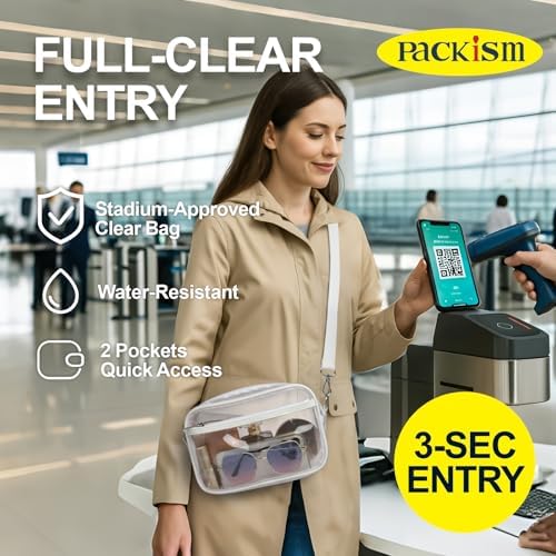 PACKISM Clear Bag For Stadium Events - Clear Purses For Women Stadium Crossbody Concert Bag For Game Day Sports Festival