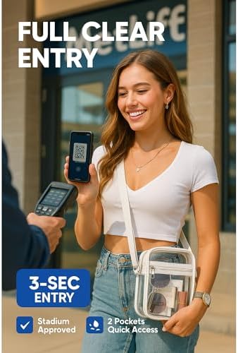 PACKISM Clear Bag For Stadium Events - Clear Purses For Women Stadium Crossbody Messenger Bag For Concerts Sporting Events