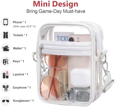 PACKISM Clear Bag For Stadium Events - Clear Purses For Women Stadium Crossbody Messenger Bag For Concerts Sporting Events