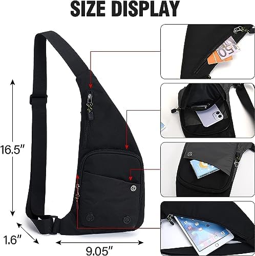 Peicees Waterproof Sling Bag Crossbody Bag For Men Slim Chest Backpack Man Purse Small Shoulder Bag For Travel Hiking