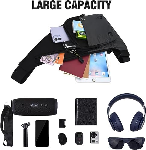 Peicees Waterproof Sling Bag Crossbody Bag For Men Slim Chest Backpack Man Purse Small Shoulder Bag For Travel Hiking