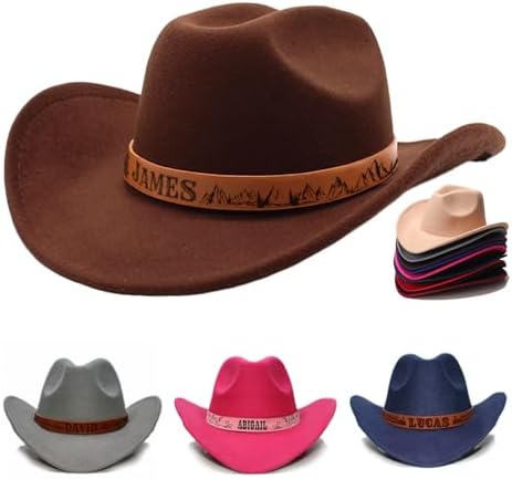 Personalized Cowboy Hat for Toddler Boys Girls Western Hat for Kids Men Women Custom Leather Patch Baby Cowgirl Hat