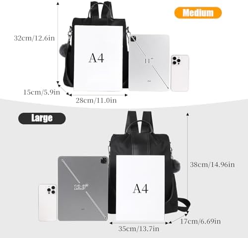 PINCNEL Women Backpack Purse Waterproof Nylon Anti-theft Rucksack Lightweight Shoulder Bag