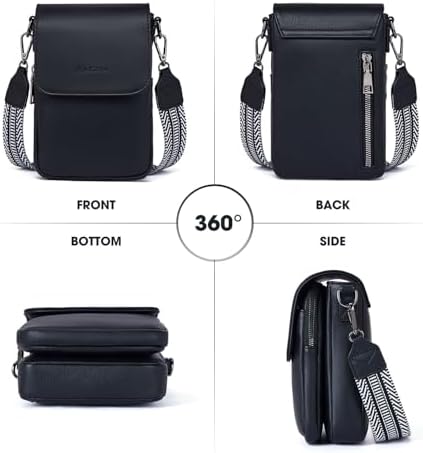 POIUGOYA Small Crossbody Bags For Women Trendy Leather Triple Compartment Cell Phone Crossbody Wallet Purses With Card Slots