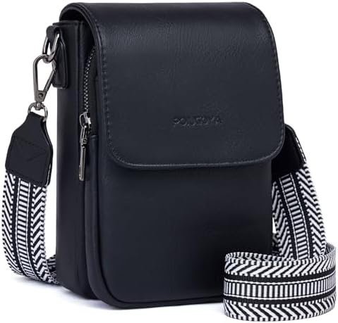 POIUGOYA Small Crossbody Bags for Women Trendy Leather Triple Compartment Cell Phone Crossbody Wallet Purses with Card Slots