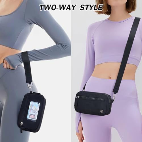 POIUGOYA Small Nylon Crossbody Bags For Women RFID Wristlet Purse Built In Wallet 4 Zipper Crossbody Wallet Phone Organizer