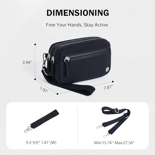 POIUGOYA Small Nylon Crossbody Bags For Women RFID Wristlet Purse Built In Wallet 4 Zipper Crossbody Wallet Phone Organizer