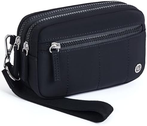 POIUGOYA Small Nylon Crossbody Bags for Women RFID Wristlet Purse Built in Wallet 4 Zipper Crossbody Wallet Phone Organizer