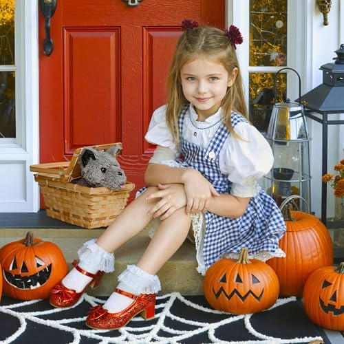 Princess Shoes High Heel Toddler Girls Dress Shoes Cute Bowknot Sparkle Mary Jane Flower Girls Wedding Birthday Party Prom For Little Big Kids