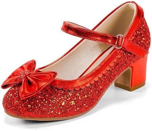 Princess Shoes High Heel Toddler Girls Dress Shoes Cute Bowknot Sparkle Mary Jane Flower Girls Wedding Birthday Party Prom for Little Big Kids