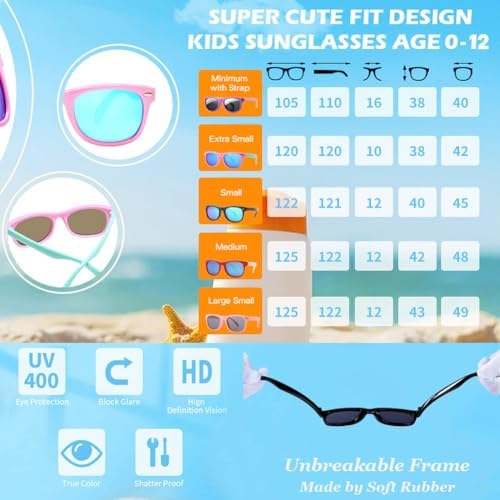 Pro Acme Kids Polarized Sunglasses Flexible TPEE Rubber Toddler Shades For Girls Boys Ages 3-12
