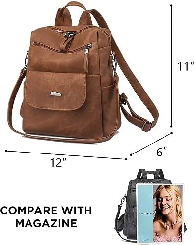 PU Leather Backpack Purse For Women Fashion Multipurpose Design Handbag Ladies Shoulder Bags Travel Backpack Brown