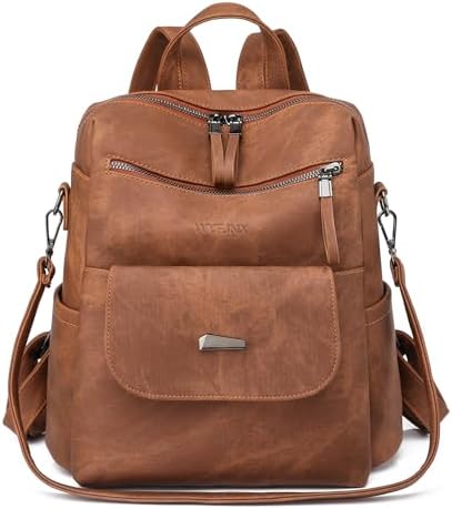 PU Leather Backpack Purse for Women Fashion Multipurpose Design Handbag Ladies Shoulder Bags Travel Backpack Brown
