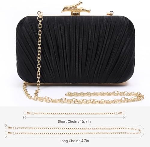 Purses For Women Evening Bag Handbags Formal Pleated Clutch Bag With Chain For Prom Wedding Party Black-tie Affairs