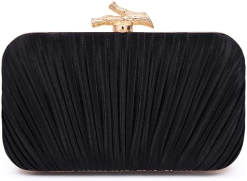 Purses for Women Evening Bag Handbags Formal Pleated Clutch Bag with Chain for Prom Wedding Party Black-tie affairs