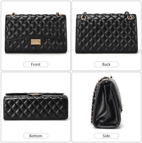 Quilted Leather Crossbody Bags For Women Trendy Ladies Shoulder Purse Satchel HandBag With Chain Strap
