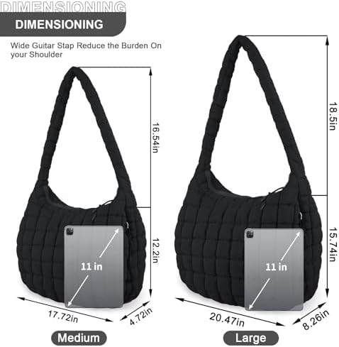 Quilted Puffer Tote Bag Purse Puffy Crossbody Shoulder Bag Lightweight Nylon Hobo Bag Puffer Carryall Bag For Women Girl