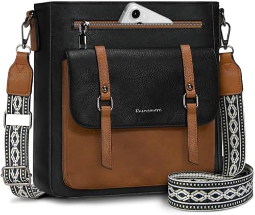 RAINSMORE Crossbody Bag for Women Waterproof Leather Crossbody Purses Lightweight Handbags Shoulder Bag Travel Purse