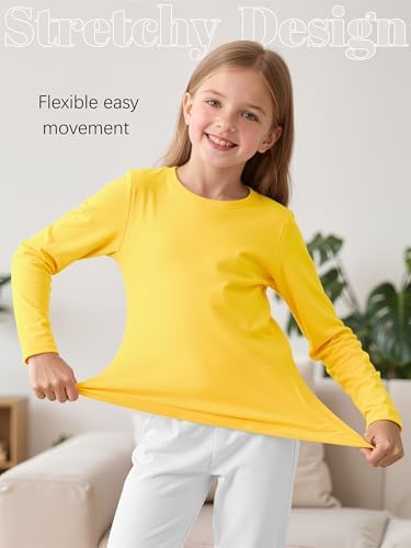 Resinta Girls Basic Long Sleeve Crew Neck Top Kids Layering Tees Casual Soft Solid Pullover T-Shirts 2-14 Years