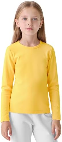 Resinta Girls Basic Long Sleeve Crew Neck Top Kids Layering Tees Casual Soft Solid Pullover T-Shirts 2-14 Years