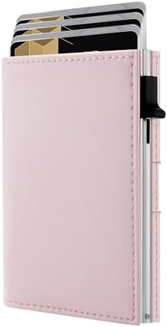 RFID Wallet Women - Small Slim Trifold Wallet Anti-Theft Pop up Card Holder Minimalist Ultra Thin Front Pocket Premium Leather 9-11 Cards Capacity ID Window Cash Slot