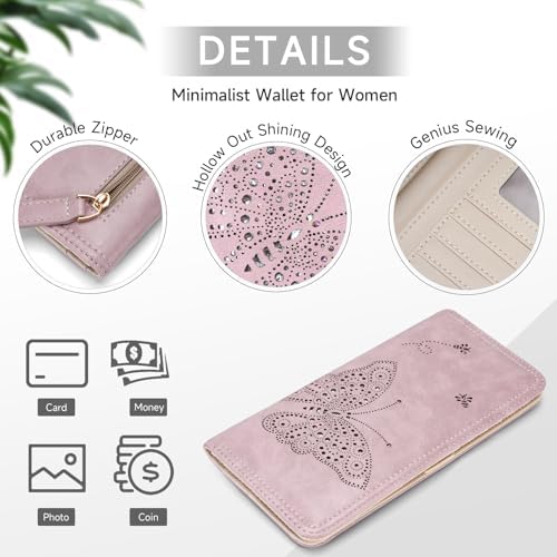 RFID Wallet Women Ultra Slim Thin Womens Wallet Compact Clutch Long Ladies Wallet For Women PURPLE