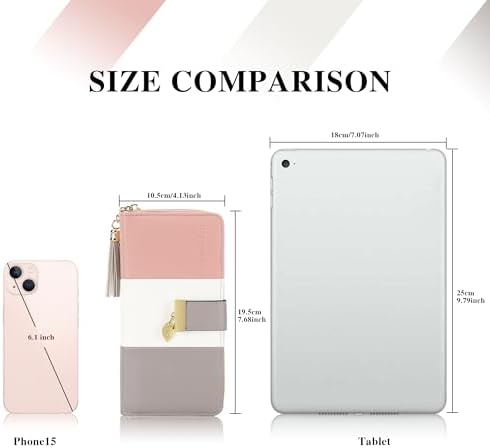 RFID Wallets For Women With Multiple Card Slots And Cellphone Compartment Womens Wallet (pink/white/grey)