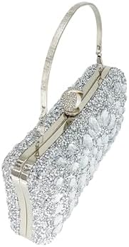 Rhinestone Clutch Purses For Women Evening Wedding Formal - Round Pearl Clasp Handbag - Crystal Diamond Bag