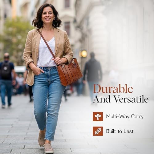 Rofozzi 女士人造皮革钱包 中号手提包适合 11 英寸平板电脑 办公室和旅行手提包 斜挎包