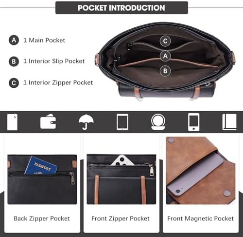 Roulens Crossbody Bags For Women Multi Pocket Crossbody Purses Vegan Leather Shoulder Handbags Travel Purse Adjustable Strap