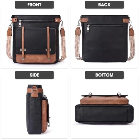 Roulens Crossbody Bags For Women Multi Pocket Crossbody Purses Vegan Leather Shoulder Handbags Travel Purse Adjustable Strap