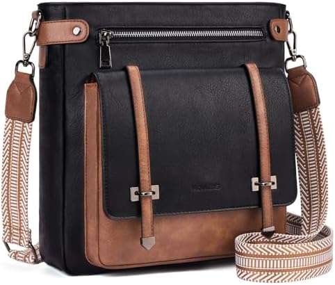 Roulens Crossbody Bags for Women Multi Pocket Crossbody Purses Vegan Leather Shoulder Handbags Travel Purse Adjustable Strap