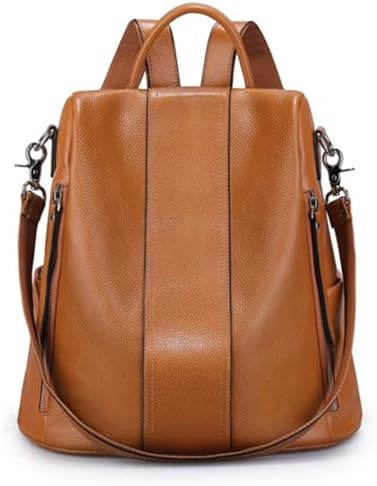 S-ZONE Leather Backpack Purses for Women Antitheft Rucksack Shoulder Bag Medium