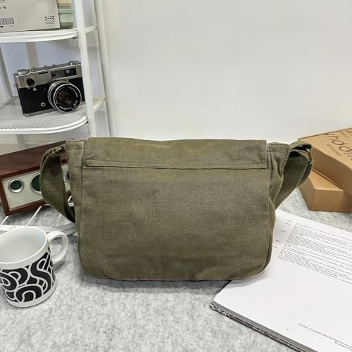 School Vintage Canvas Messenger Bag For Men Crossbody Shoulder Bag Satchel