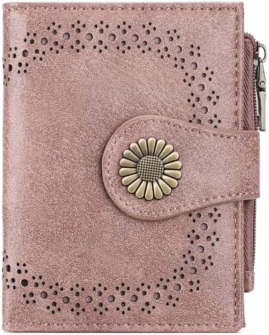 SENDEFN Small Wallets for Women Bifold RFID Blocking Leather Card Holder Compact Wallet with Zipper Coin Pocket