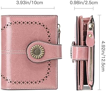 SENDEFN Small Womens Wallet Leather Bifold Card Holder RFID Blocking With Zipper Coin Pocket